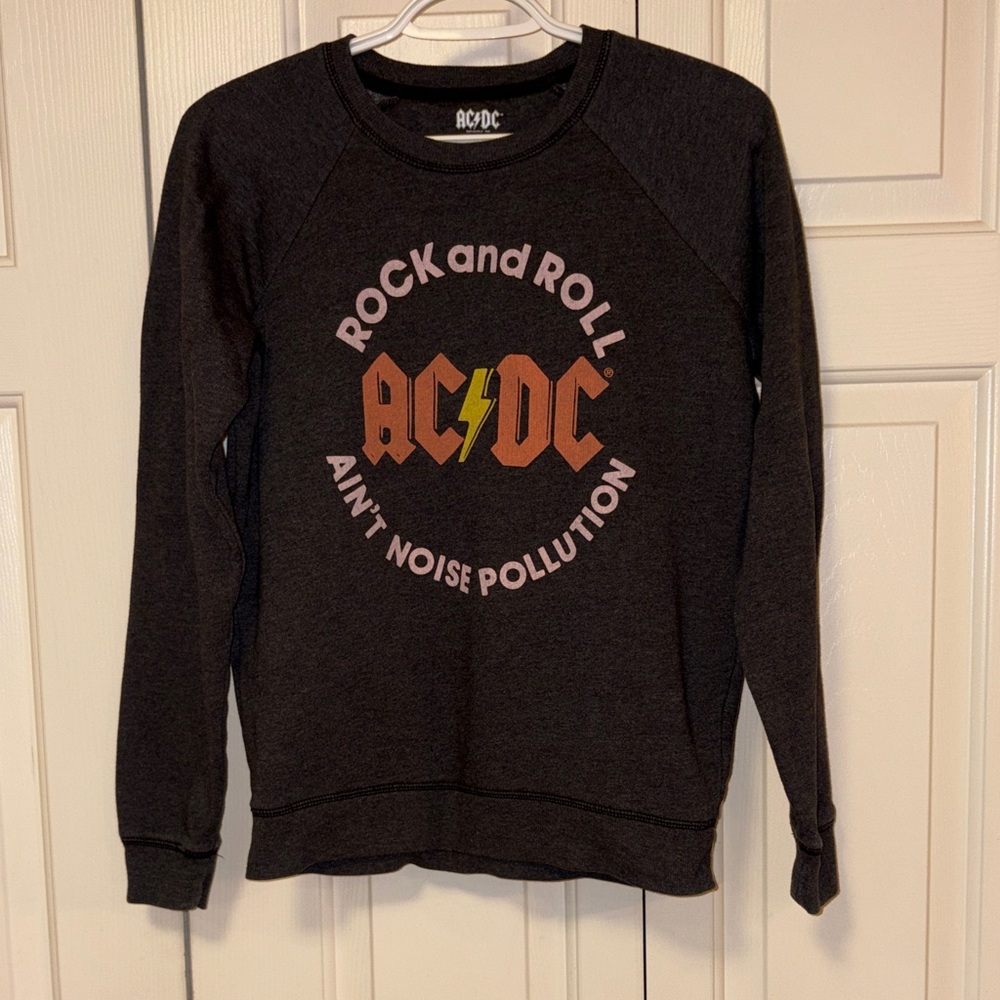 Lucky Brand AC/DC Charcoal Crewneck Sweatshirt with Graphic Print